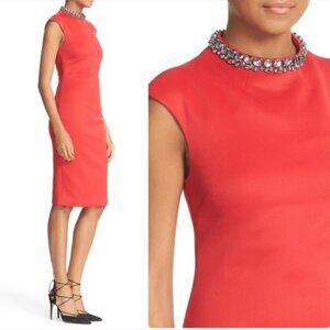 TED BAKER 'CADYEE' High Neck Embellished Sheath Dress (Size 10/12)